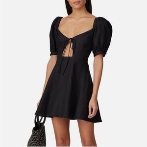 CAPULET Bernie Black Puff Sleeve Mini Dress with Small Flaw